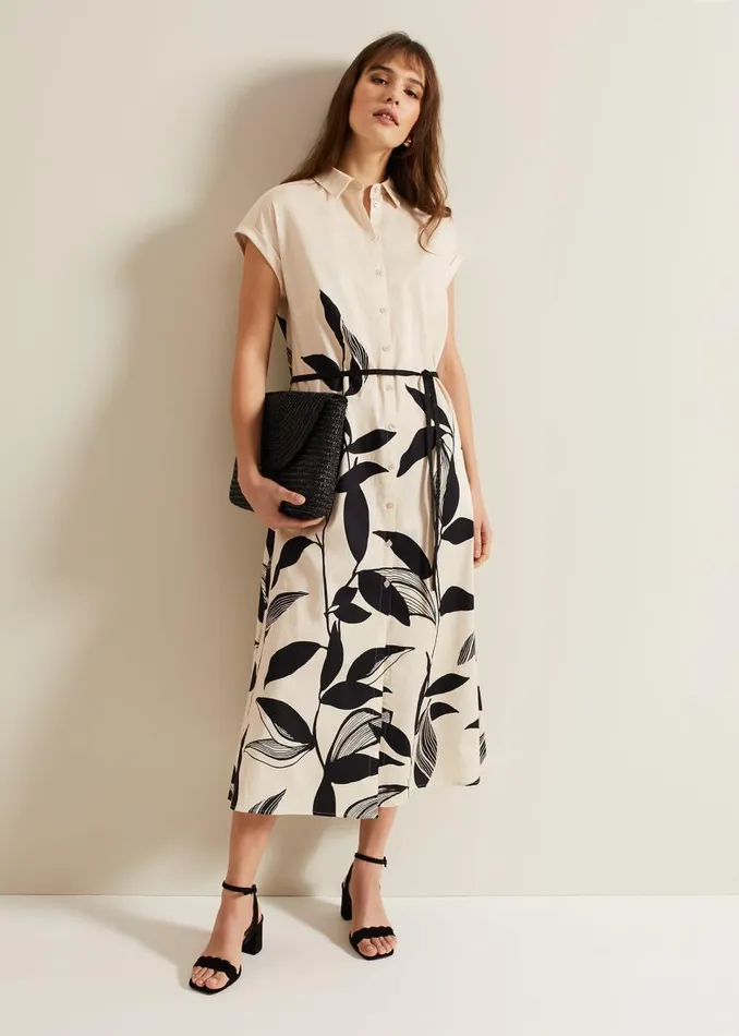 Phase Eight Dresses Women Felicity Leaf Midi Dress Blackmulti