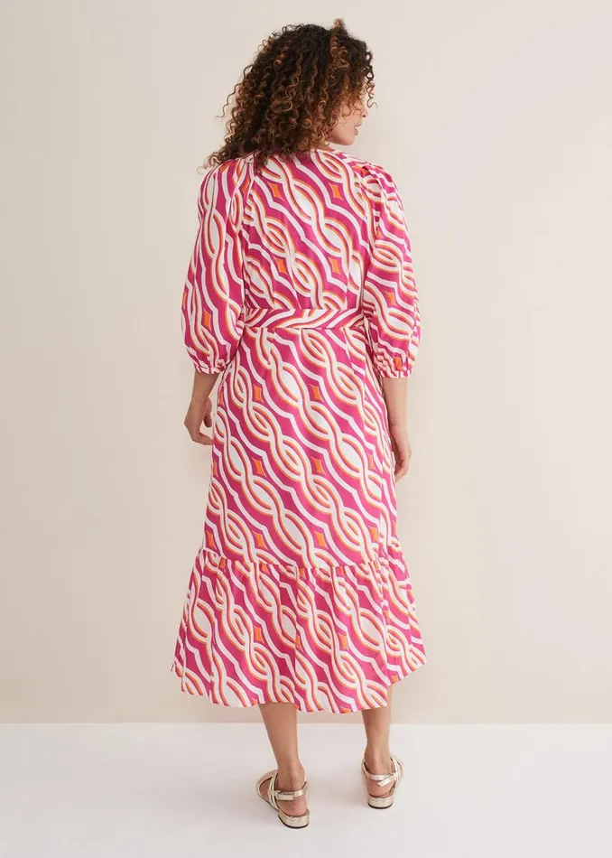 Phase Eight Dresses Women Georgie Cotton Geo Midi Dress Pink