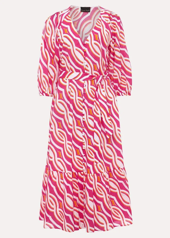 Phase Eight Dresses Women Georgie Cotton Geo Midi Dress Pink