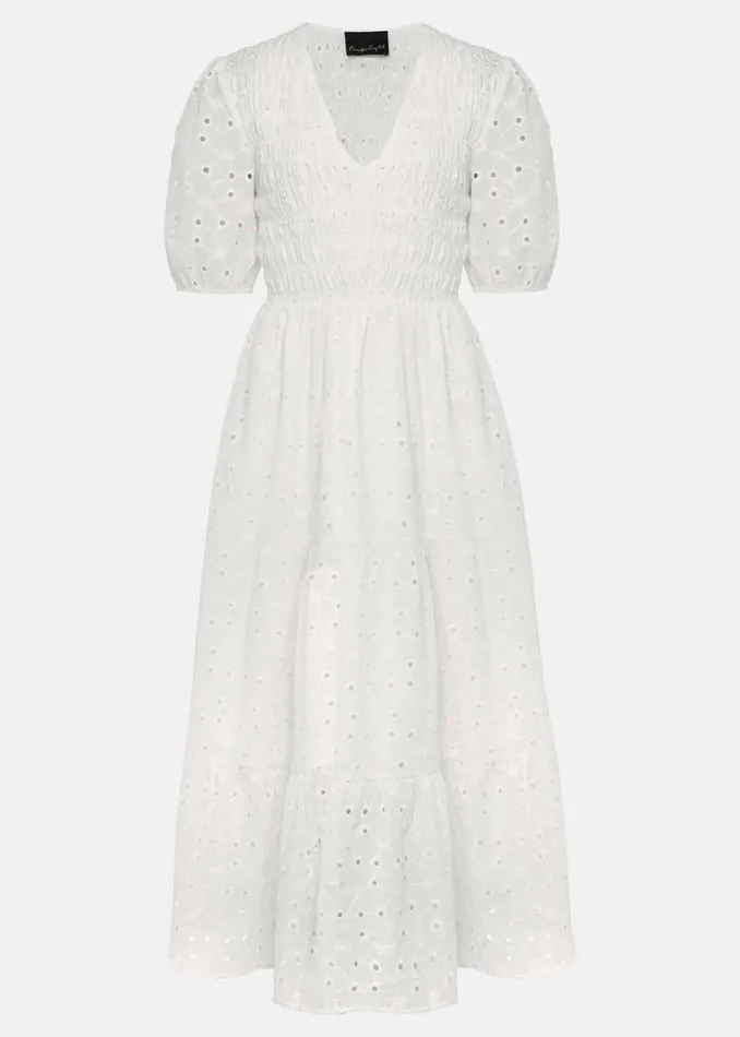 Phase Eight Dresses Women Gretta Broderie Midi Dress White
