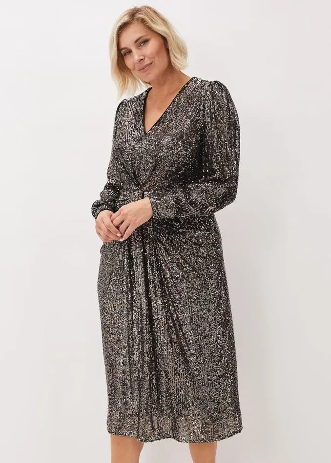 Phase Eight Dresses Women Haisley Sequin Sleeved Dress Bronze