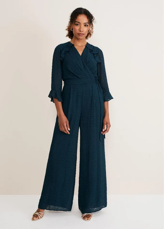 Phase Eight Dresses Women Hattie Wrap Wide Leg Jumpsuit Ocean