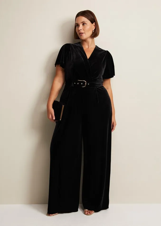 Phase Eight Dresses Women Holly Black Velvet Jumpsuit Black