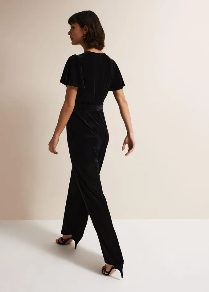 Phase Eight Dresses Women Holly Black Velvet Jumpsuit Black