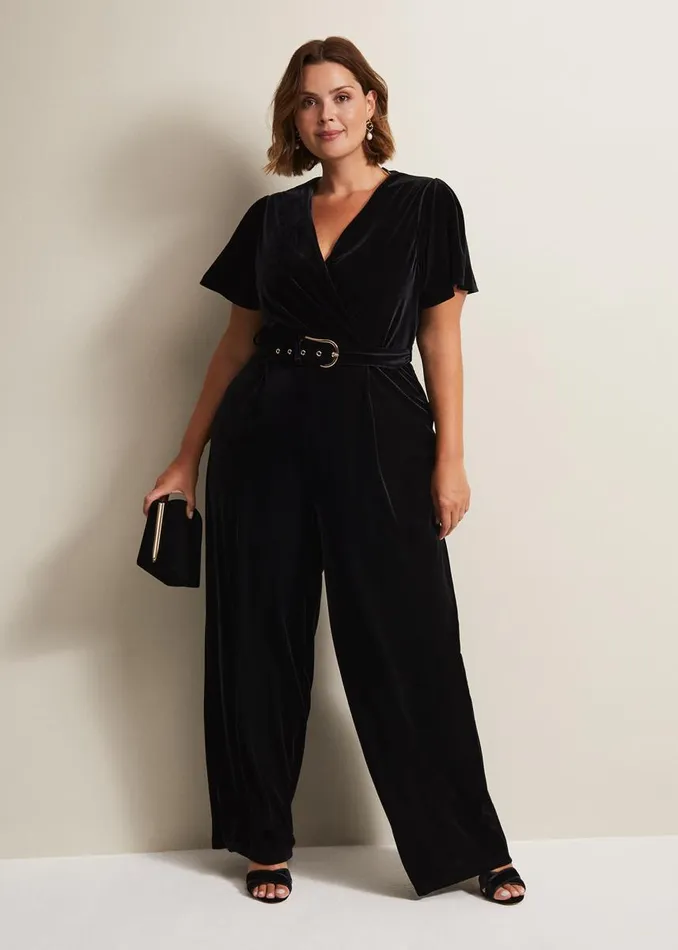 Phase Eight Dresses Women Holly Black Velvet Jumpsuit Black