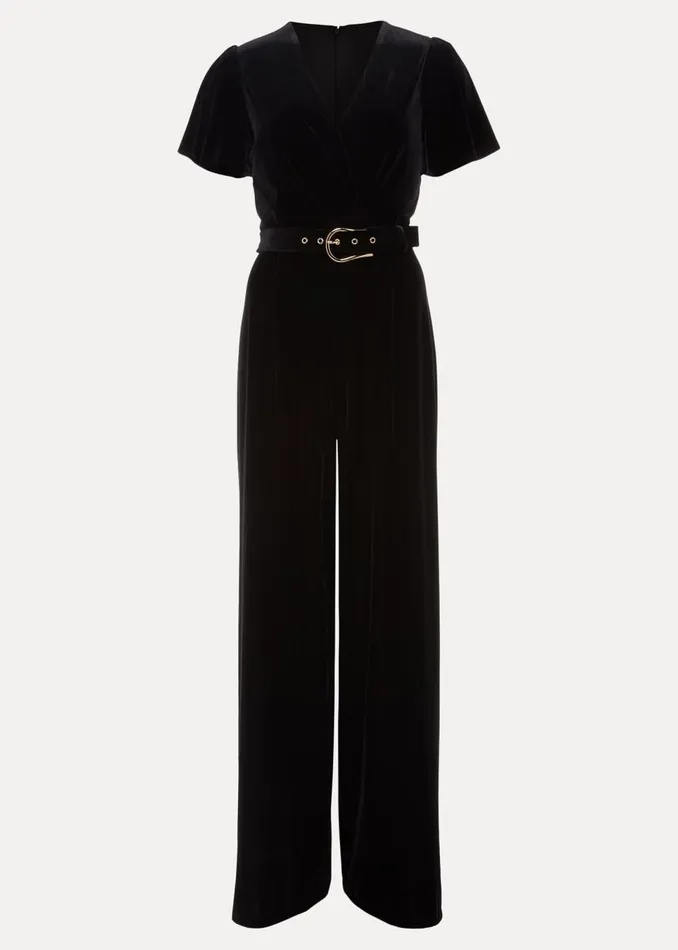 Phase Eight Dresses Women Holly Black Velvet Jumpsuit Black