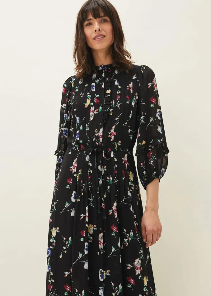 Phase Eight Dresses Women Imara Floral Print Midaxi Dress Blackmulti
