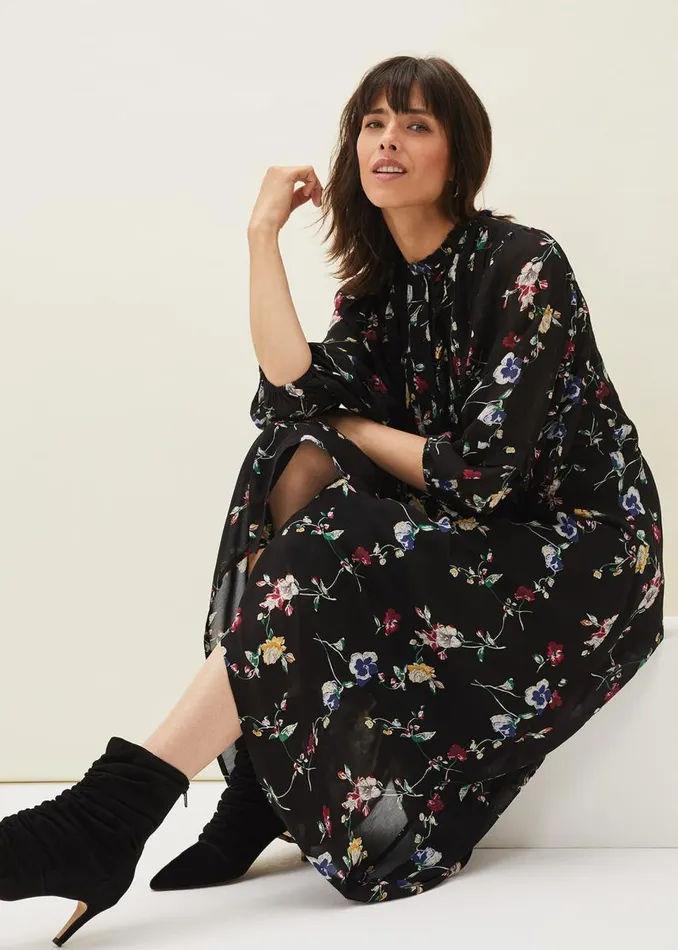 Phase Eight Dresses Women Imara Floral Print Midaxi Dress Blackmulti
