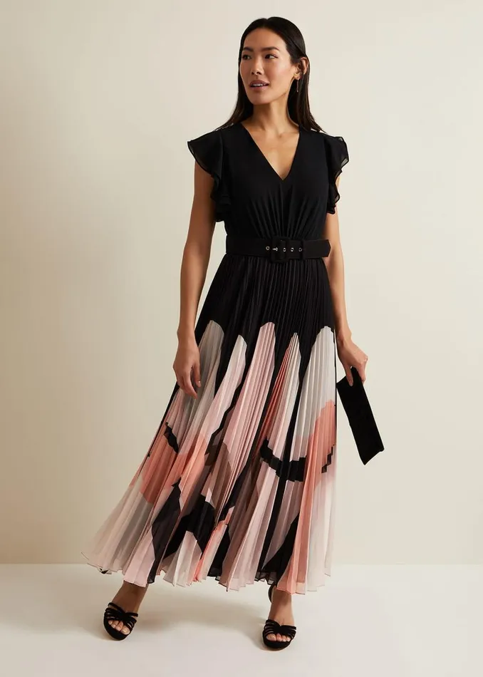 Phase Eight Dresses Women Isla Printed Skirt Ruffle Top Maxi Dress Multicoloured
