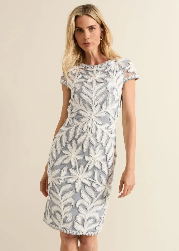 Phase Eight Dresses Women Isobel Tapework Lace Fitted Dress Mineral Ivory
