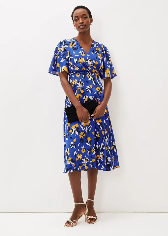 Phase Eight Dresses Women Jayla Floral Printed Dress Ceruleanalmondcanary