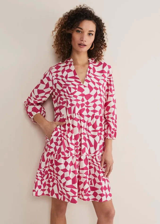 Phase Eight Dresses Women Kesia Pink Geo Swing Mini Dress Pink
