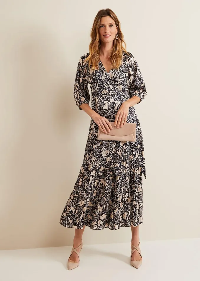 Phase Eight Dresses Women Kezia Satin Floral Wrap Dress Multicoloured