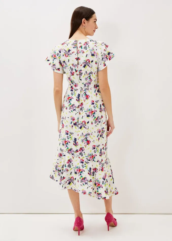 Phase Eight Dresses Women Lorel Floral Asymmetric Hem Dress Ivorymulti