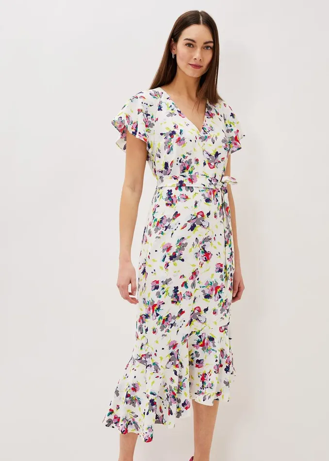 Phase Eight Dresses Women Lorel Floral Asymmetric Hem Dress Ivorymulti