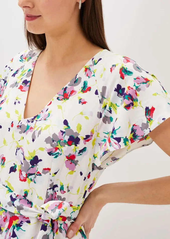 Phase Eight Dresses Women Lorel Floral Asymmetric Hem Dress Ivorymulti
