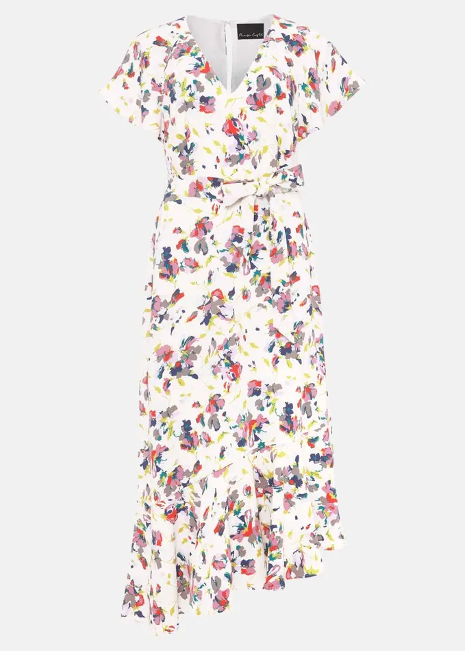 Phase Eight Dresses Women Lorel Floral Asymmetric Hem Dress Ivorymulti