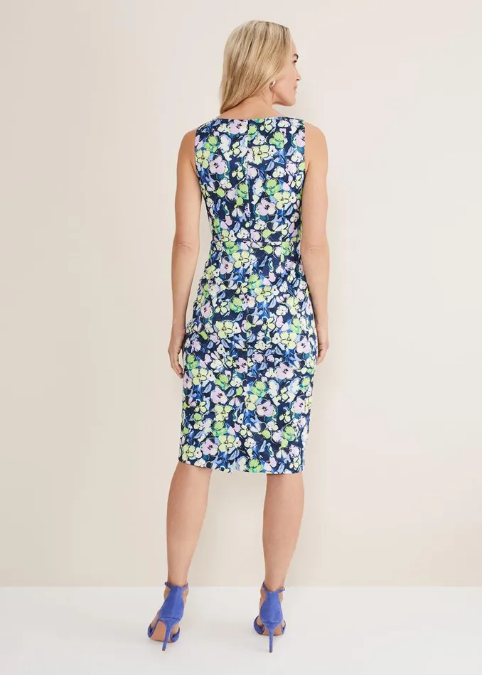 Phase Eight Dresses Women Loretta Printed Scuba Dress French Navy Multi