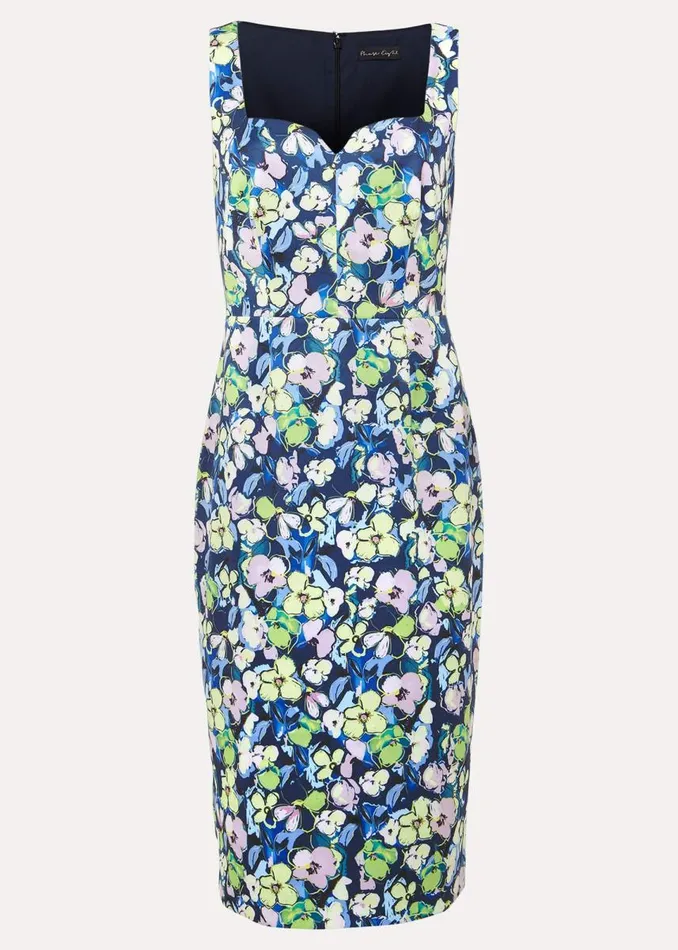 Phase Eight Dresses Women Loretta Printed Scuba Dress French Navy Multi