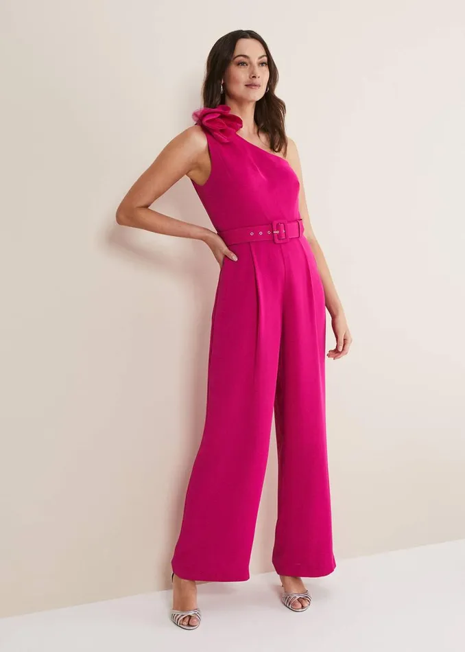 Phase Eight Dresses Women Luisa One Shoulder Jumpsuit Magenta Pink