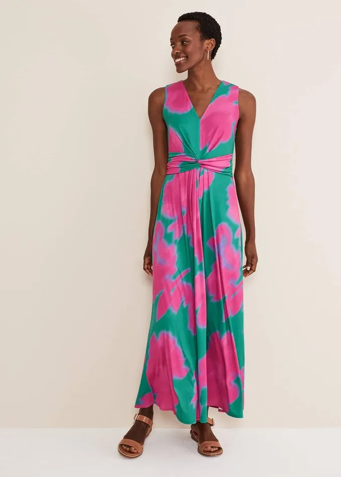 Phase Eight Dresses Women Madison Abstract Maxi Dress Pinkgreen