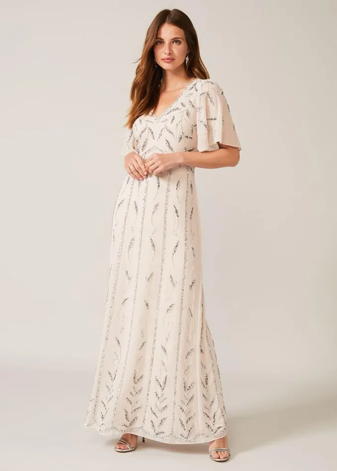 Phase Eight Dresses Women Meredith Embellished Leaf Dress Pearl