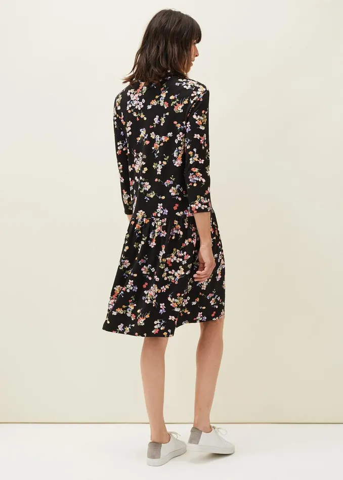 Phase Eight Dresses Women Mina Floral Print Shirt Dress Blackmulti