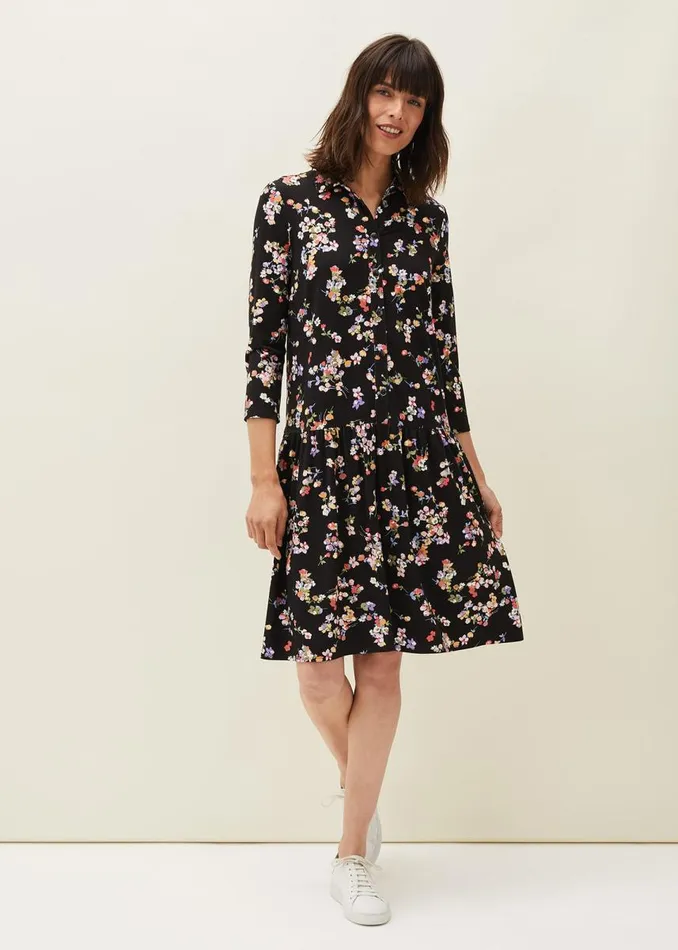 Phase Eight Dresses Women Mina Floral Print Shirt Dress Blackmulti