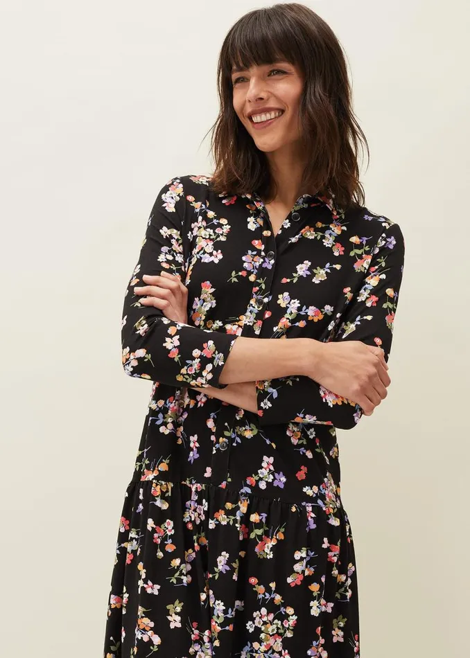 Phase Eight Dresses Women Mina Floral Print Shirt Dress Blackmulti