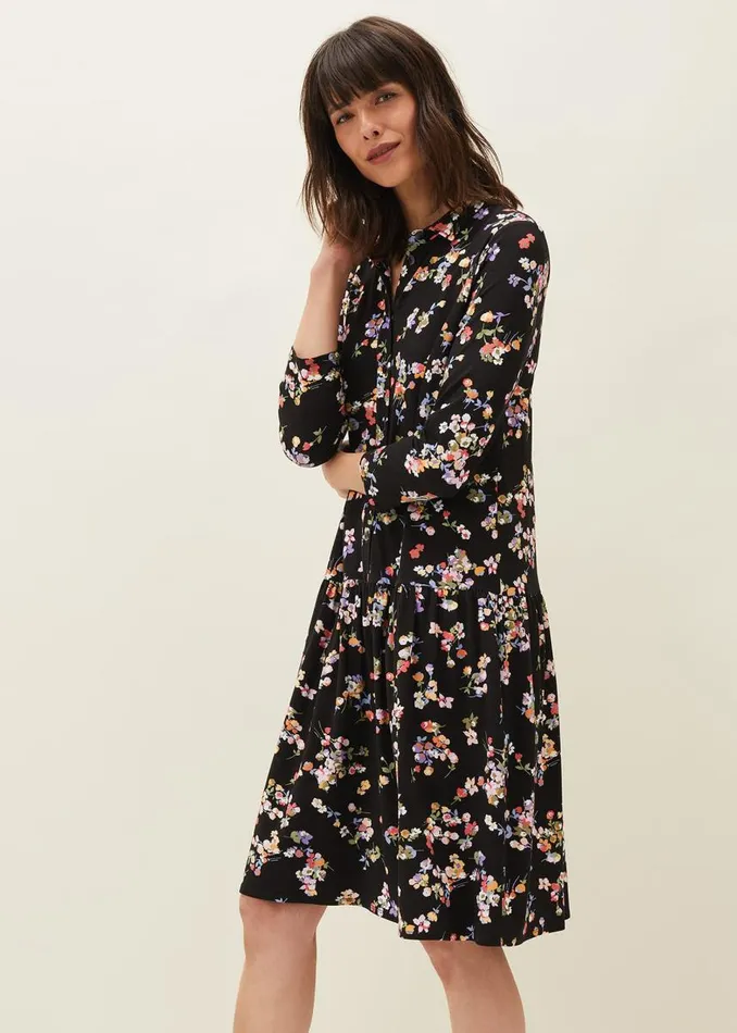 Phase Eight Dresses Women Mina Floral Print Shirt Dress Blackmulti