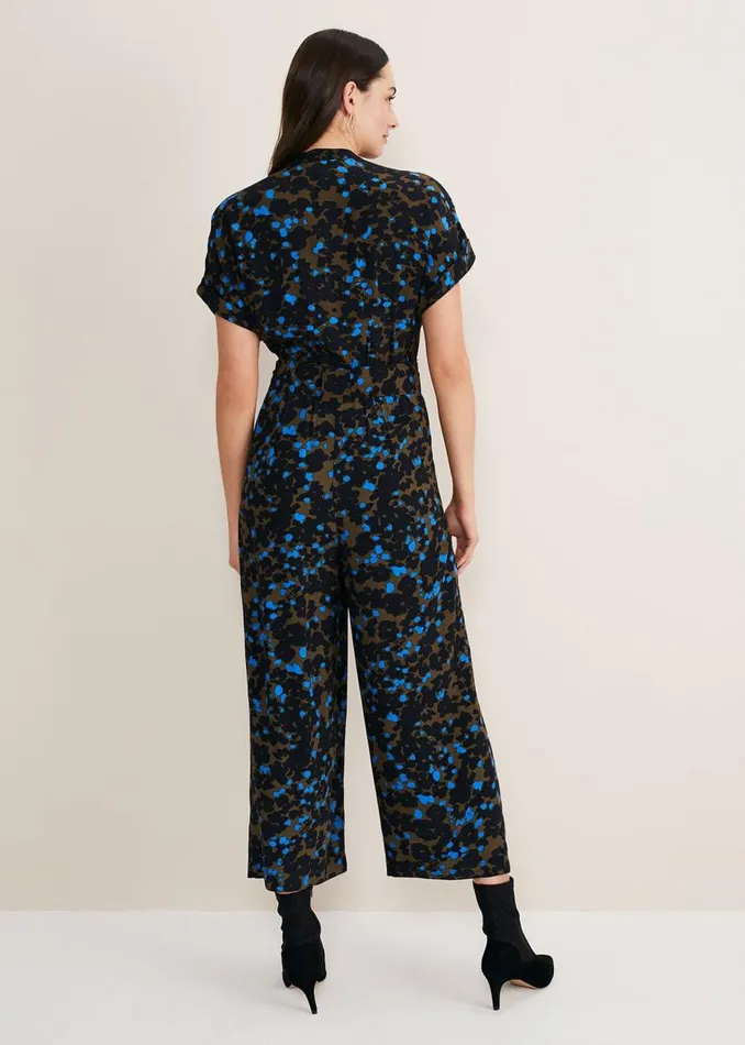 Phase Eight Dresses Women Nell Floral Wide Leg Jumpsuit Khakiblue