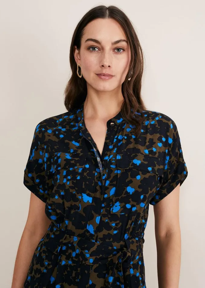 Phase Eight Dresses Women Nell Floral Wide Leg Jumpsuit Khakiblue