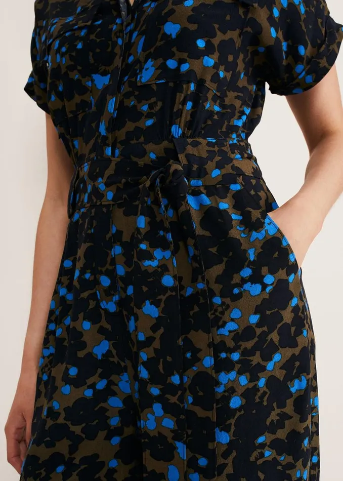 Phase Eight Dresses Women Nell Floral Wide Leg Jumpsuit Khakiblue