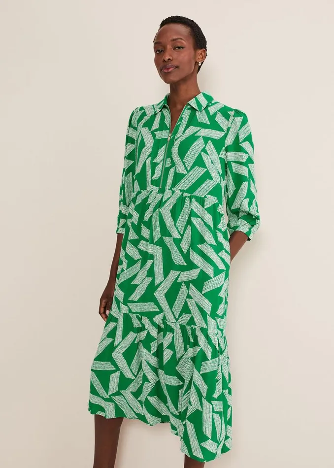 Phase Eight Dresses Women Penele Abstract Midi Dress Green