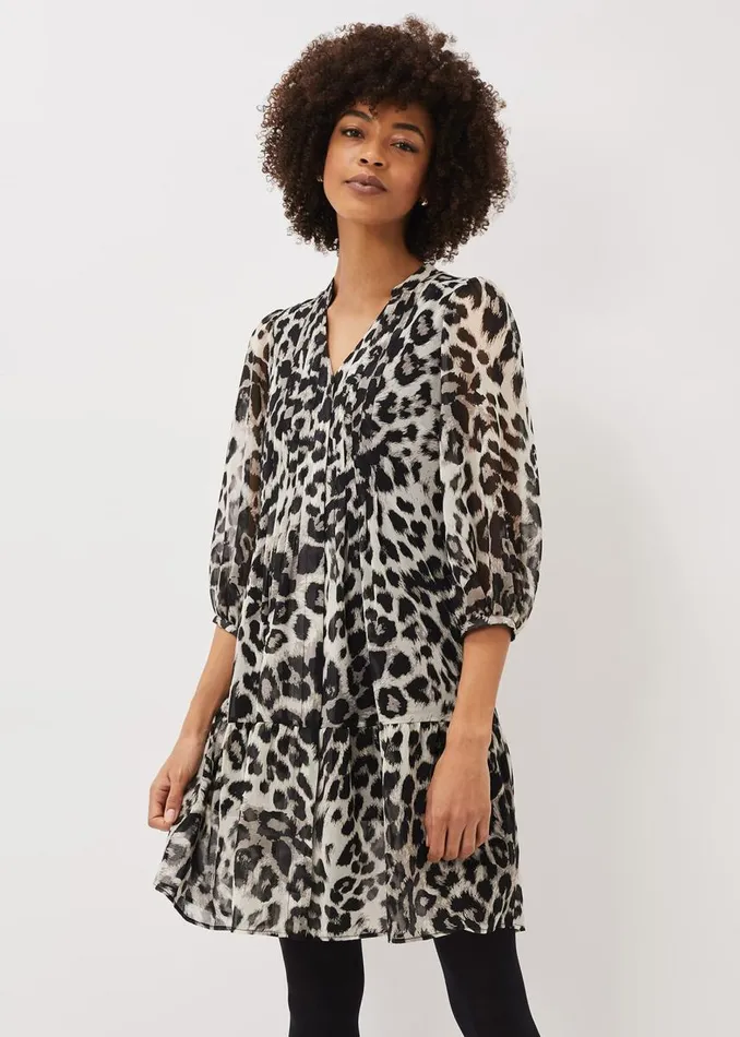 Phase Eight Dresses Women Penele Leopard Print Swing Dress Blackmulti