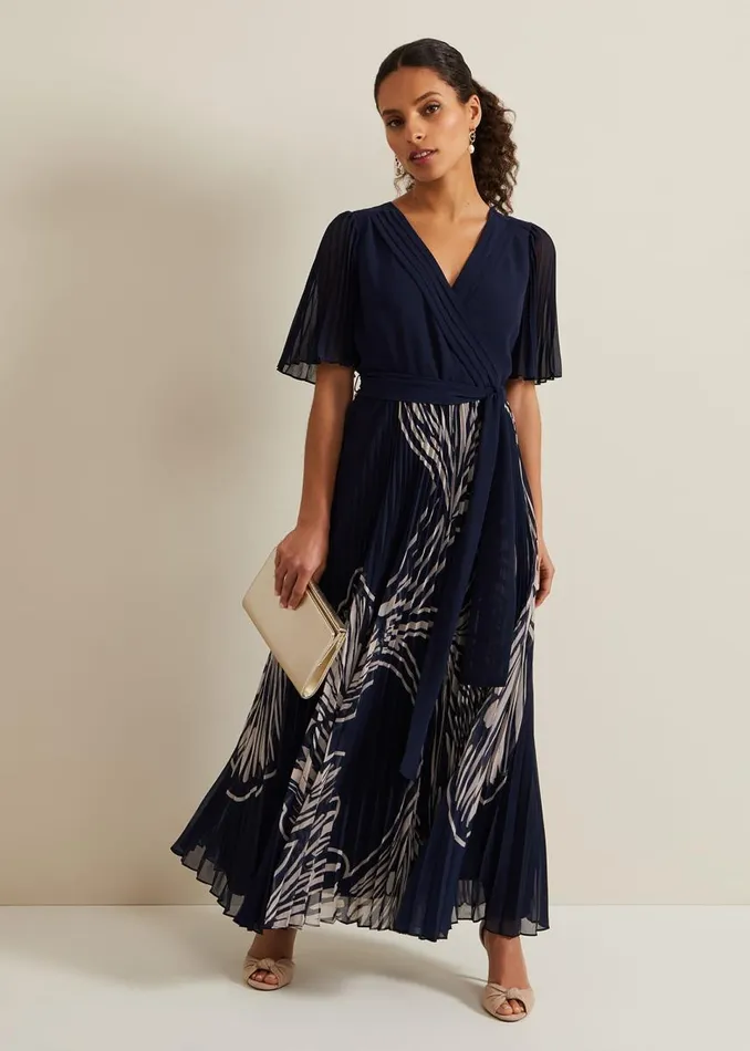 Phase Eight Dresses Women Petite Abigail Printed Pleat Midaxi Dress Multicoloured