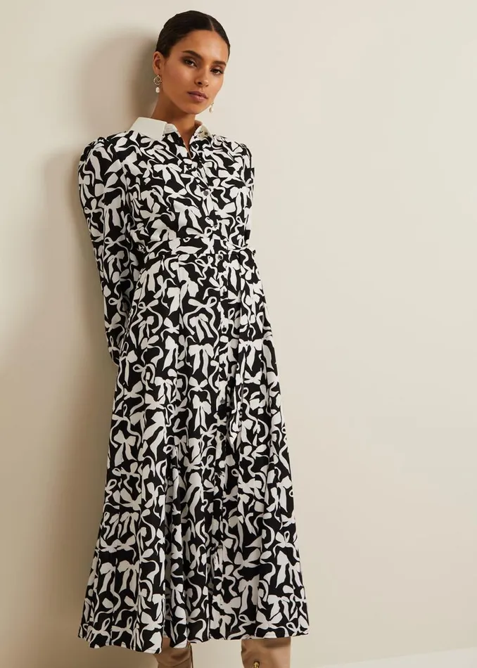 Phase Eight Dresses Women Petite Bonnie Black Bow Shirt Midi Dress Blackivory Phase Eight Dresses Women Petite Bonnie Black Bow Shirt Midi Dress Blackivory