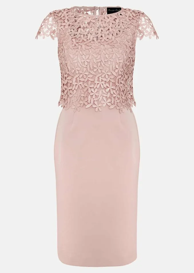 Phase Eight Dresses Women Petite Daisy Lace Midi Dress Pale Pink