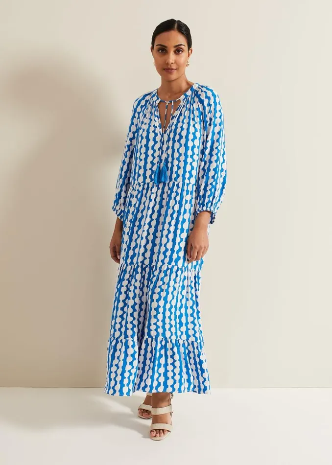 Phase Eight Dresses Women Petite Lara Midaxi Dress Blueivory