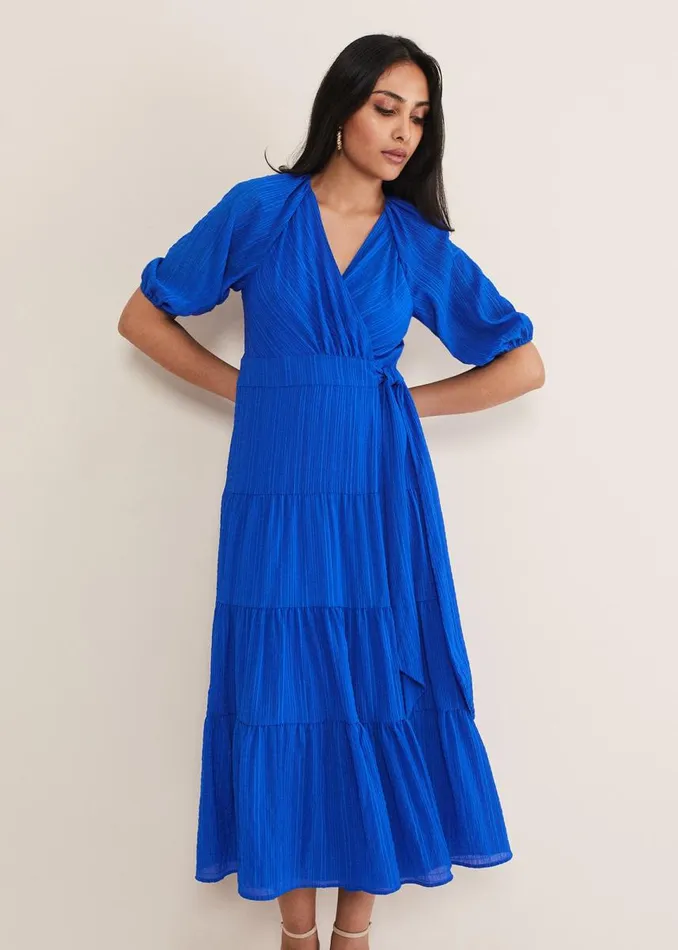 Phase Eight Dresses Women Petite Morven Blue Wrap Midi Dress Cobalt