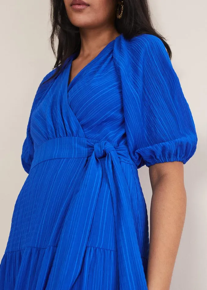 Phase Eight Dresses Women Petite Morven Blue Wrap Midi Dress Cobalt