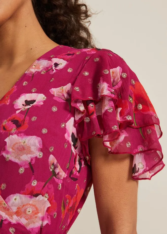 Phase Eight Dresses Women Petite Nadine Ruffle Print Dress Multicoloured