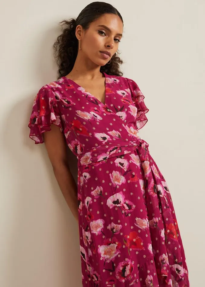 Phase Eight Dresses Women Petite Nadine Ruffle Print Dress Multicoloured