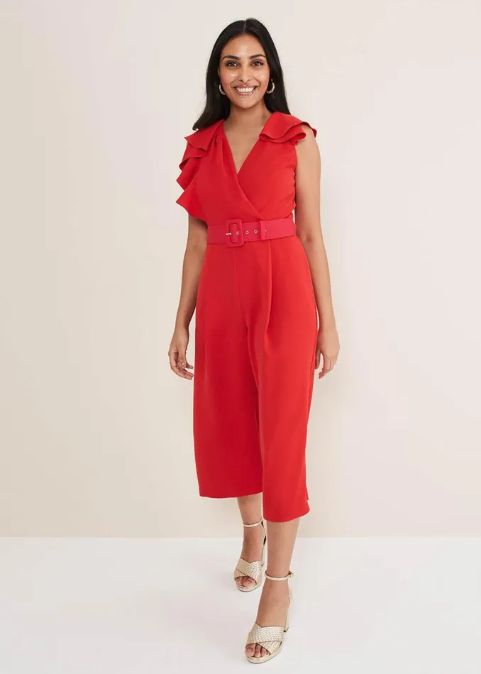 Phase Eight Dresses Women Petite Nicky Ruffle Jumpsuit Fire