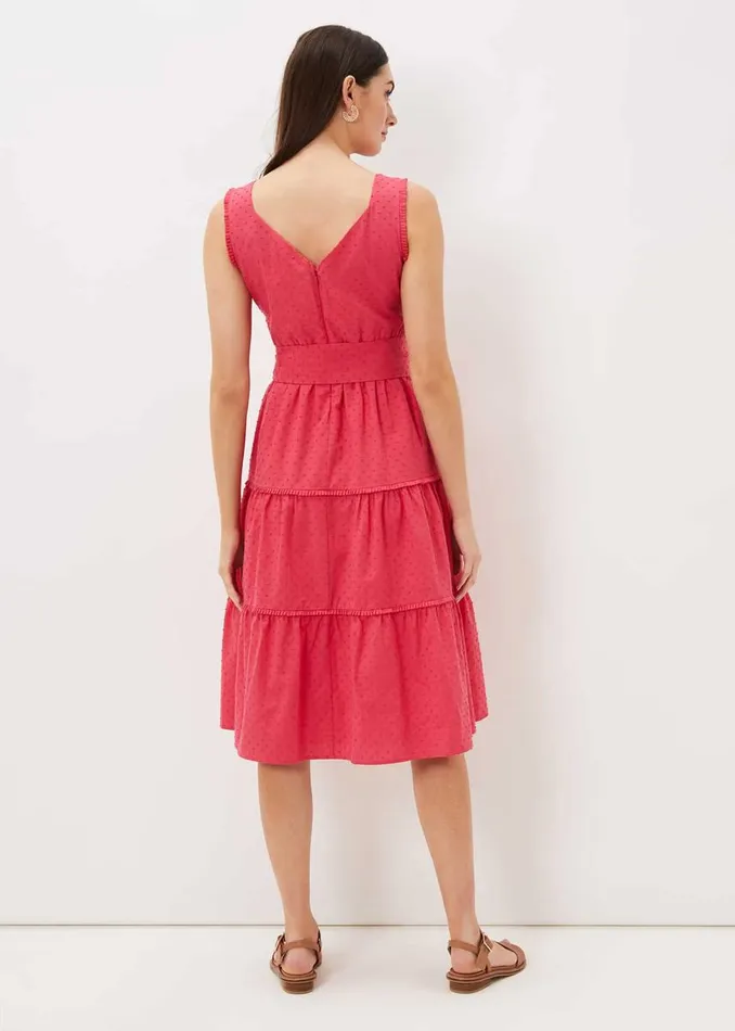 Phase Eight Dresses Women Peyton Cotton Dobby Midi Dress Hot Pink