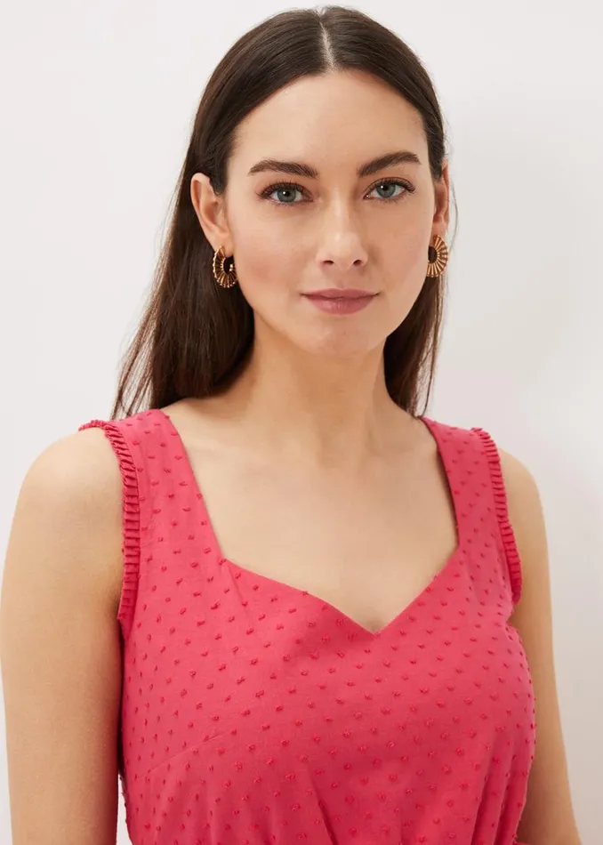 Phase Eight Dresses Women Peyton Cotton Dobby Midi Dress Hot Pink