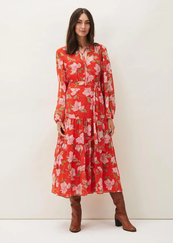 Phase Eight Dresses Women Philippa Floral Chiffon Maxi Dress Saffron