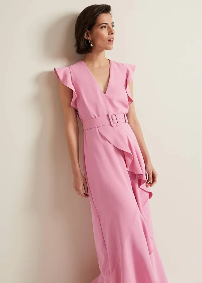 Phase Eight Dresses Women Phoebe Frill Maxi Dress Pink