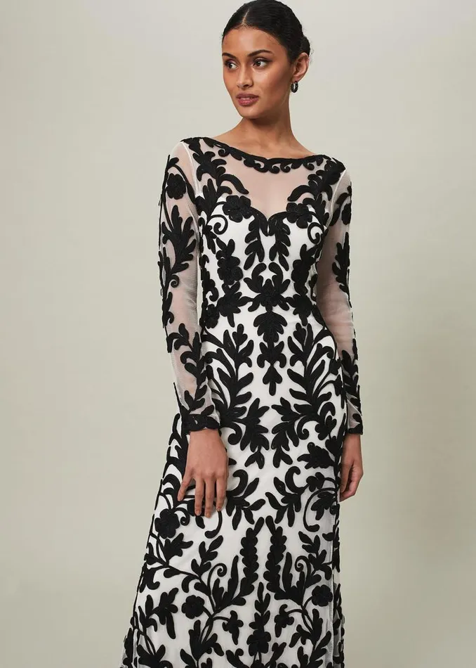 Phase Eight Dresses Women Ria Tapework Dress Blackwhite