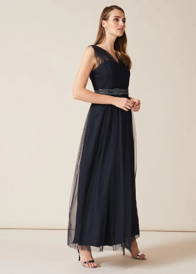 Phase Eight Dresses Women Romy Tulle Maxi Dress Navy
